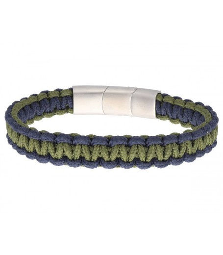 Pulsera Acero Hombre Liska NTK035BR-V Tejida Verde Bicolor Azul