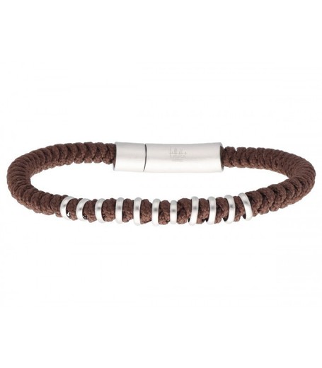 Pulsera Acero Hombre Liska NTK039BR-M Cuerda Marrón