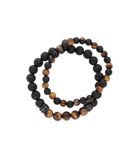 Pulsera Acero Hombre Liska PN - RB129BR Piedras Naturales