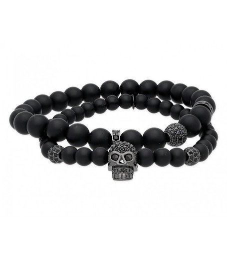 Pulsera Acero Hombre Liska RB090BR Piedras Naturales Calavera