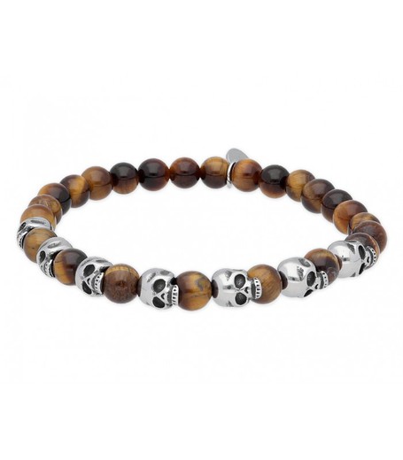 Pulsera Acero Hombre Liska RB094BR Ojo De Tigre Calavera