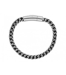 Pulsera Acero Hombre Liska RB154BR Piel Negra Cadena