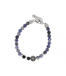 Pulsera Acero Hombre Liska RB207BR-A Sodalita Azul Cruz