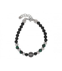 Pulsera Acero Hombre Liska RB208BR-VT Piedras Verdes Onix Cruz