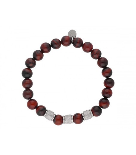 Pulsera Acero Hombre Liska RB209BR-RT Ojo De Tigre Rojo