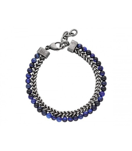 Pulsera Acero Hombre Liska RB227BR-A Piedras Naturales Azules