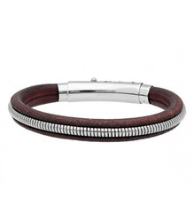 Pulsera Acero Hombre Liska RB232BR-M Piel Marrón