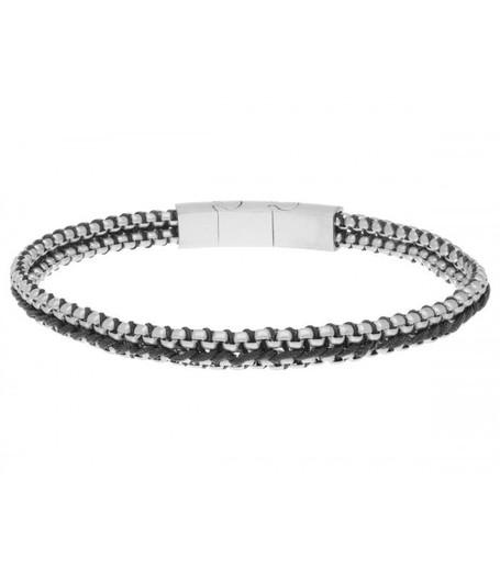 Pulsera Acero Hombre Liska RB244BR-N Cuerda Náutika Negra