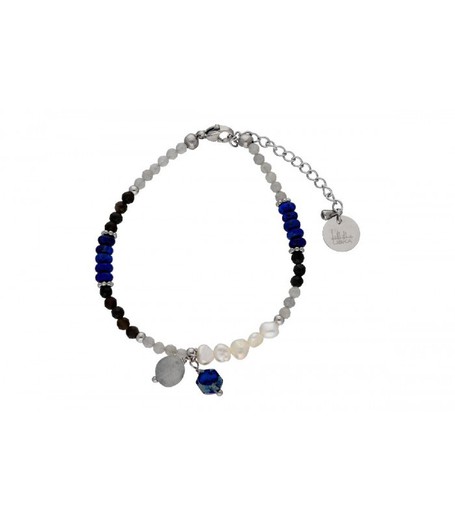 Pulsera Acero Liska Mujer SHA175 Piedras Naturales Azules