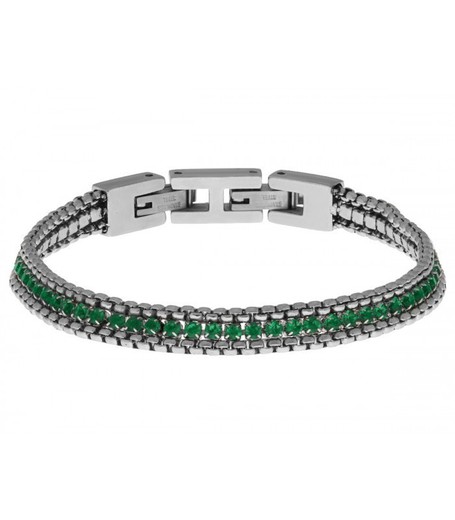 Pulsera Acero Mujer Liska CH071BR-V Cadena Circonitas Verdes