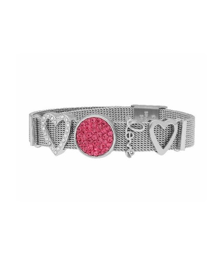 Pulsera Acero Mujer Liska LMBR78 Alloy Corazón Love Circonitas Rojas