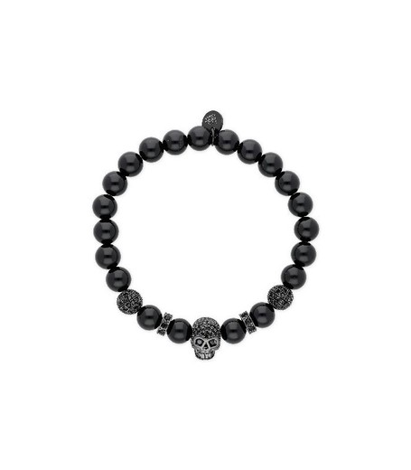 Pulsera Acero Negro Hombre Liska PN - RB126BR-N Piedras Naturales Calavera