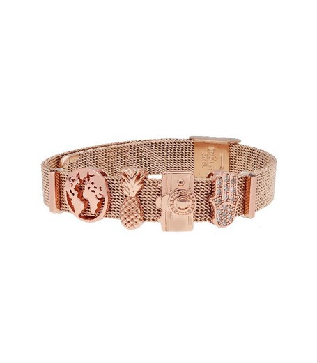 Pulsera Acero Rosa Liska LMBR92 Alloy Mundo Piña Cámara Mano