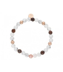 Pulsera Acero Rosa Liska Mujer SHA145-B Piedras Blancas Bicolor Marrones