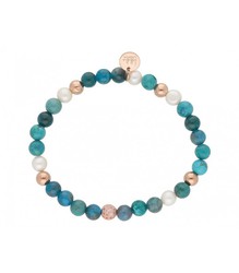 Pulsera Acero Rosa Liska Mujer SHA148 Piedras Naturales Azules