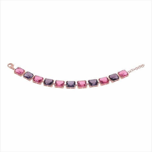 Pulsera Acero Rosa Sovrani AV0546 Piedras Rosa Y Violeta