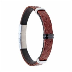 Pulsera Acero Sovrani 21cm AV0276 Piel Negra Bicolor Marrón Trenzada