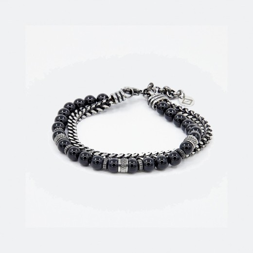 Pulsera Acero Sovrani AV0006 Cadena Con Cuentas Negras