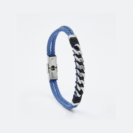 Pulsera Acero Sovrani AV0014 Cordones Azules Bicolor Negro