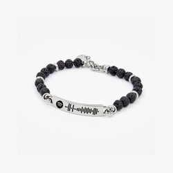 Pulsera Acero Sovrani AV0019/1 Cuentas Negras Con Placa Spotify