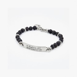 Pulsera Acero Sovrani AV0019/2 Cuentas Negras Con Placa La Familia