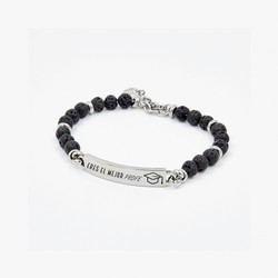 Pulsera Acero Sovrani AV0019/6 Cuentas Negras Con Placa Mejor Profe