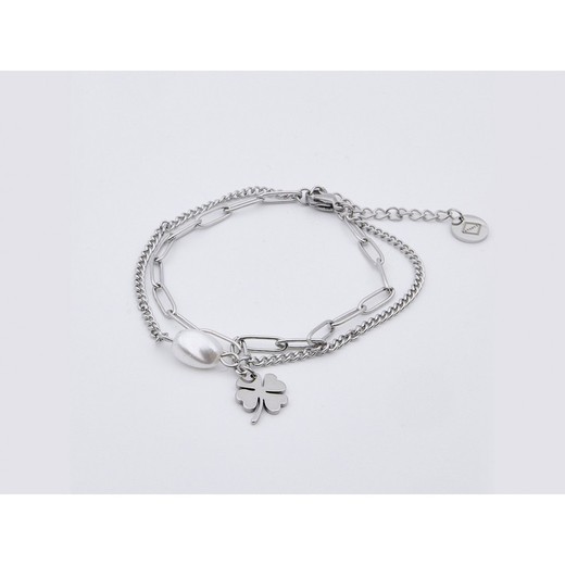 Pulsera Acero Sovrani AV0078 Trébol Y Perla