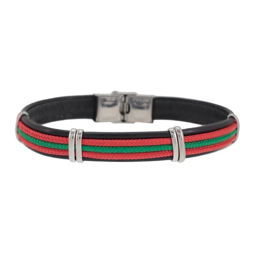 Pulsera Acero Sovrani AV0147 Piel Negra Portugal