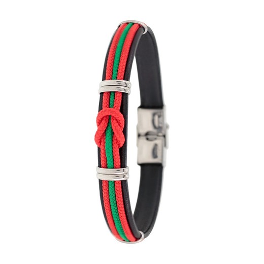 Pulsera Acero Sovrani AV0149 Piel Negra Portugal