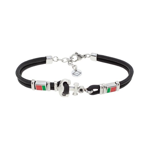 Pulsera Acero Sovrani AV0220 Cordones Negros Con Ancla Y Portugal