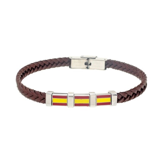 Pulsera Acero Sovrani AV0221 Piel Marrón Trenzada Espańa