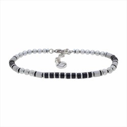 Pulsera Acero Sovrani AV0241 Piedras Negras Bicolor Plata