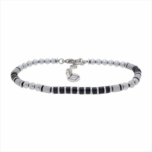 Pulsera Acero Sovrani AV0241 Piedras Negras Bicolor Plata