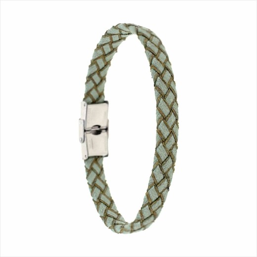 Pulsera Acero Sovrani AV0257 Piel Verde Bicolor Marrón Trenzada