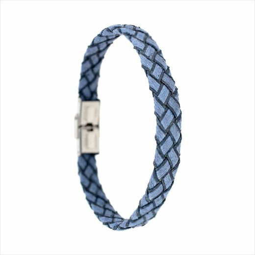 Pulsera Acero Sovrani AV0258 Piel Azul Trenzada