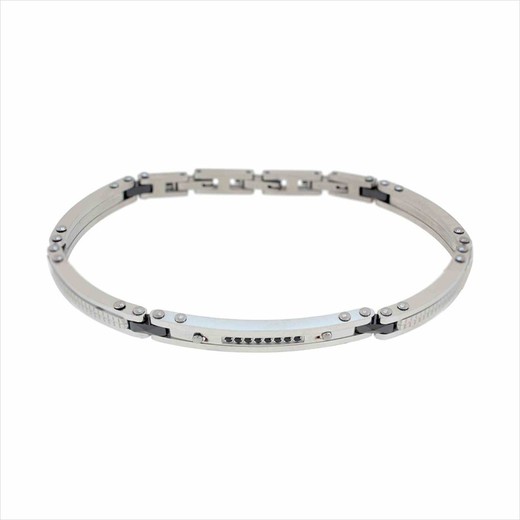 Pulsera Acero Sovrani AV0290 Placa Circonitas Negras