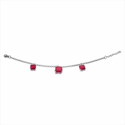 Pulsera Acero Sovrani AV0507 Piedras Rojas