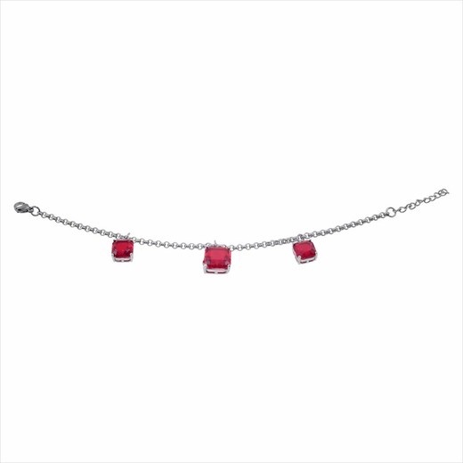 Pulsera Acero Sovrani AV0507 Piedras Rojas