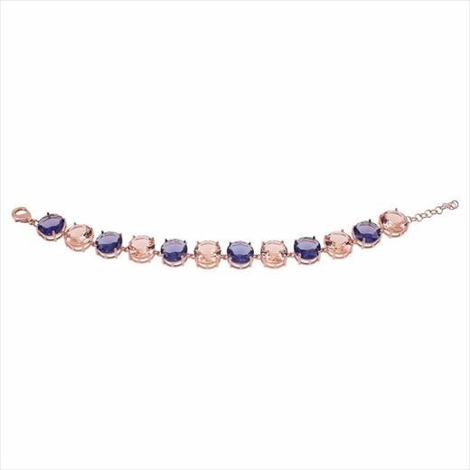 Pulsera Acero Sovrani AV0540 Piedras Ambar Y Violeta Redondas