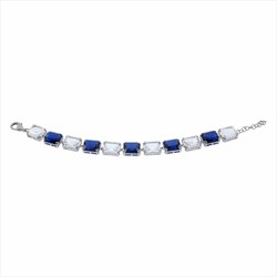 Pulsera Acero Sovrani AV0543 Piedras Azules Y Blancas