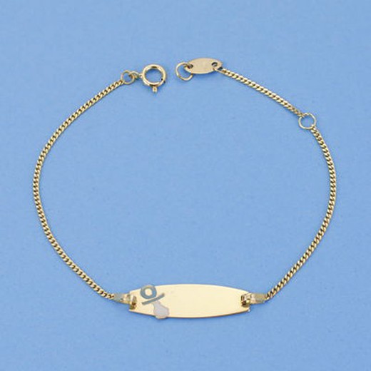 18kts Gold Baby Bracelet Enamel Pacifier Slave 14cm 16527