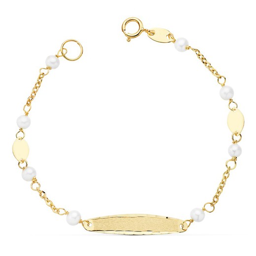 Baby Bracelet 18kts Gold Slave Communion Pearls 15cm 16338