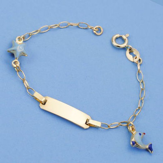 18kts Gold Baby Bracelet Dolphin Slave and Mat 13cm 26001162