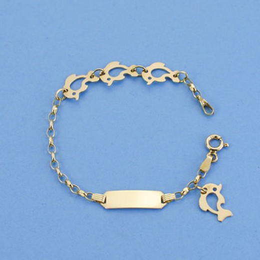 18kts Gold Baby Bracelet Dolphin Slave 13cm 12000433