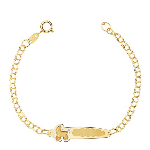 Pulsera Bebe Oro 18kts Esclava Hungara Carrito 13,5cm 17000163