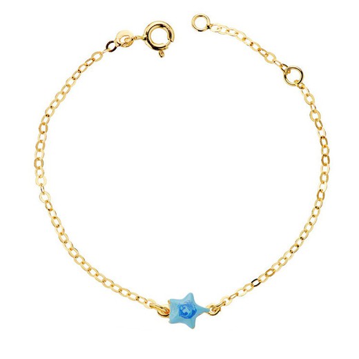 Pulseira de bebê em ouro 18kts esmalte estrela 14cm 25000119