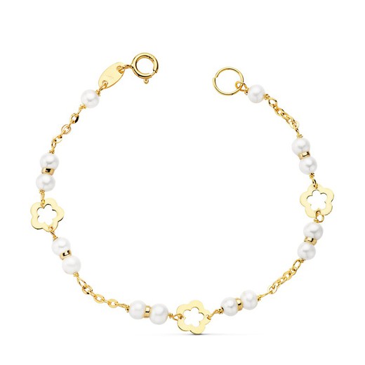 Pulseira Bebe Ouro 18kts Pérolas 13,5cm 16341