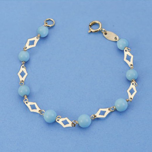 Bracelet Bébé Or 18kts Turquoise 12,5cm 11000057-T