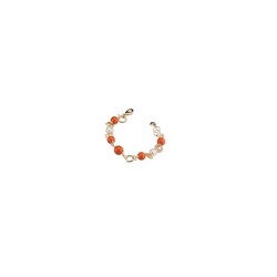 Pulsera Bronce 17+4cm Sovrani J7765 Monique Dorado Piedras Naranja Madre Perla