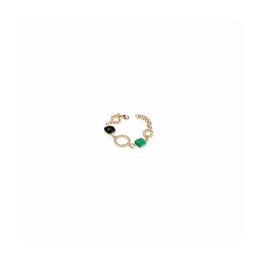 Pulsera Bronce 17cm Sovrani J8722 Dorado Piedras Verde Bicolor Negra